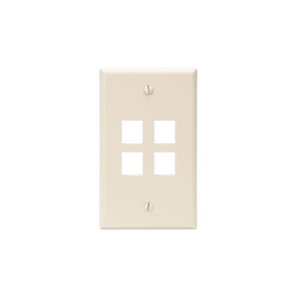 Leviton 4 Port Wallplate In Light, Almond - 41080-4TP