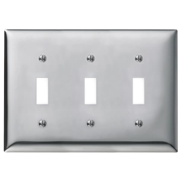 Hubbell Wiring Device-Kellems WALLPLATE, 3-G, 3) TOG, CHR PLT - SCH3
