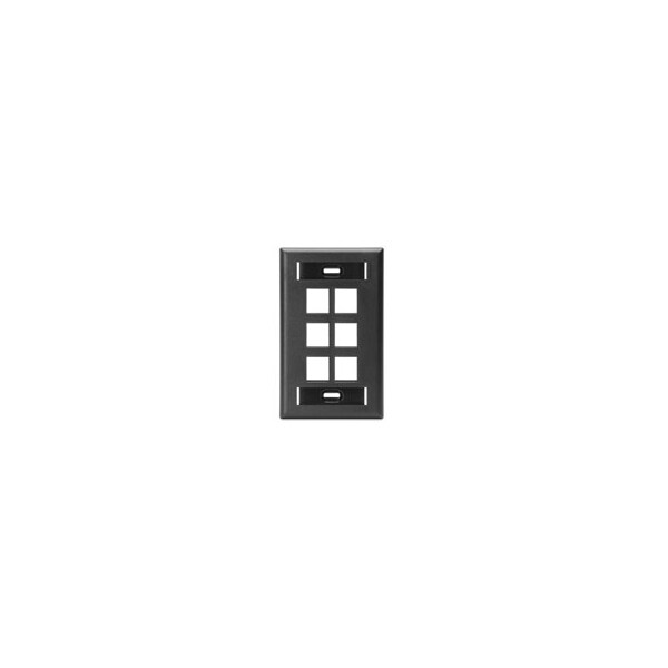 Leviton Wall Plate 6Port Sg Id Bk - 592067