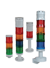 C3Controls World Tower Light, 50mm, Direct-Mount Base, 24V AC/DC, Green LED Light Module & Lens - Continuous, Blue LED Light Module & Lens - Continuous, Red LED Light Module & Lens - Continuous, Sound Module - Intermittent - WTL-50P3-MCDGDBDRFS3