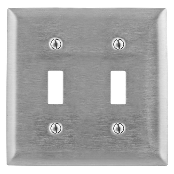 Hubbell Wiring Device-Kellems Screw Mount, Number of Gangs: 2-Gang Stainless Steel, Type 302/304 - SS2C