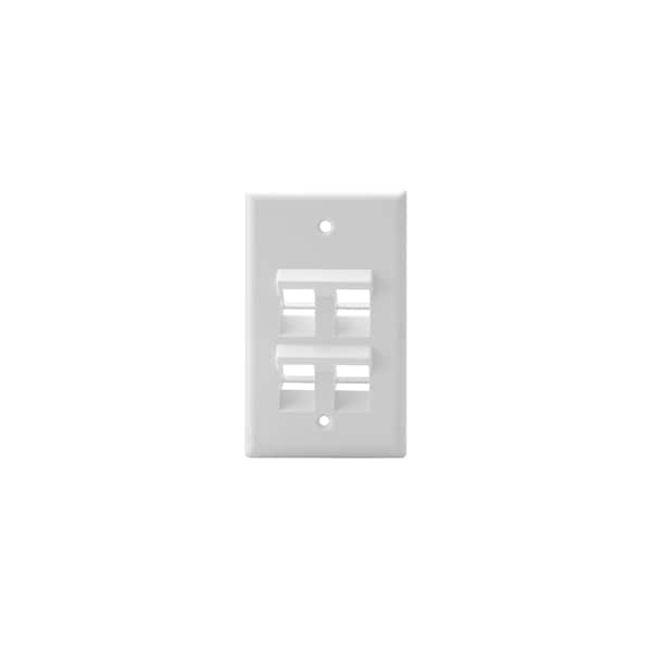 Leviton 4-Port Angled Wallplate Unload, 1-Gang Use W/Snap-In Modules - 41081-4WP