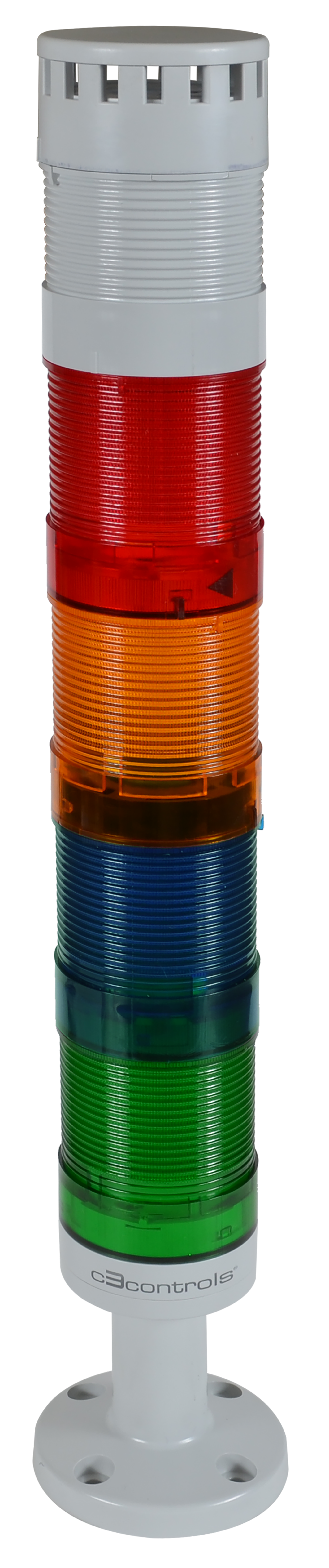 C3Controls World Tower Light, 50mm, Polycarbonate Tall Base, 24V AC/DC, Green LED Light Module & Lens - Continuous - WTL-50P2-MCDG