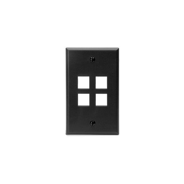 Leviton 4-Port Wallplate Unloaded, 1-Gang Used W/Snap-In Modules - 41080-4EP