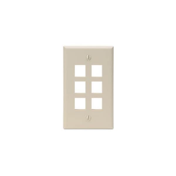 Leviton 6-Port Wallplate Unloaded, 1-Gang Used W/Snap-In Modules - 41080-6IP