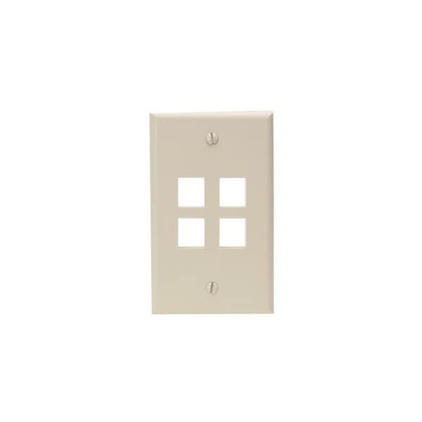 Leviton 4-Port Wallplate Unloaded, 1-Gang Used W/Snap-In Modules - 41080-4IP