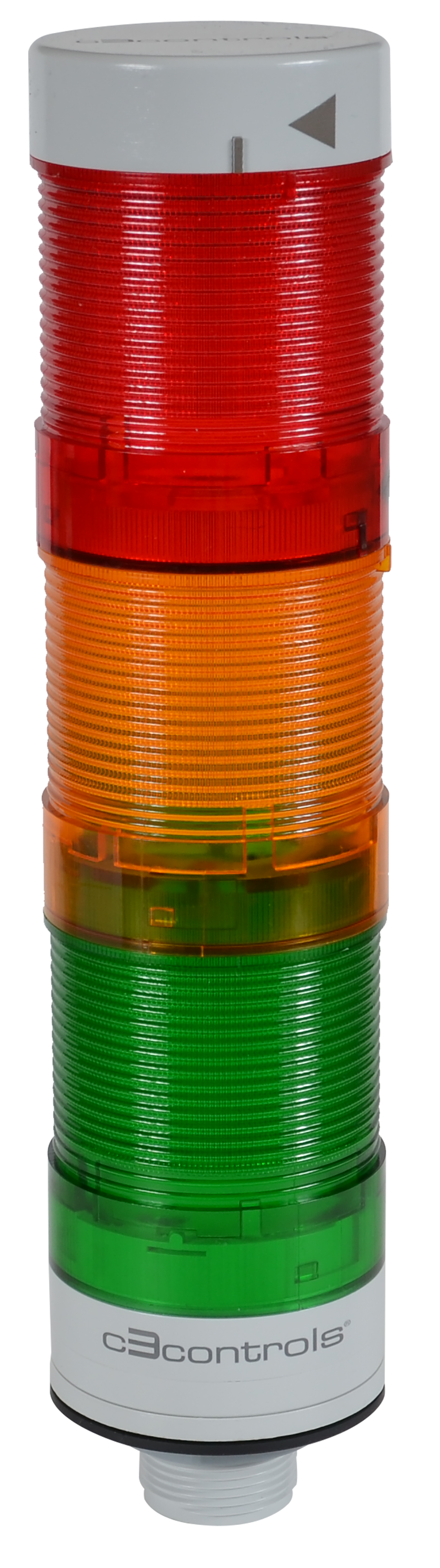 C3Controls World Tower Light, 50mm, Polycarbonate Short Base, 24V AC/DC, Blue LED Light Module & Lens - Continuous, Green LED Light Module & Lens - Continuous, Red LED Light Module & Lens - Continuous - WTL-50P1-MCDBDGDR