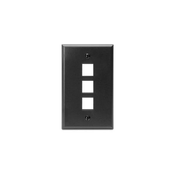 Leviton 3-Port Wallplate Unloaded, 1-Gang Use W/Snap-In Modules, Quickport BK - 41080-3EP