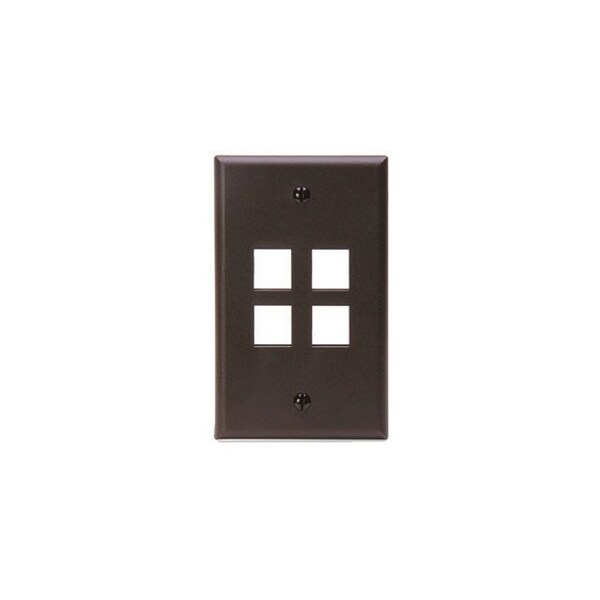Leviton 4-Port Wallplate Unloaded, 1-Gang Use W/Snap-In Modules, Quickport BN - 41080-4BP
