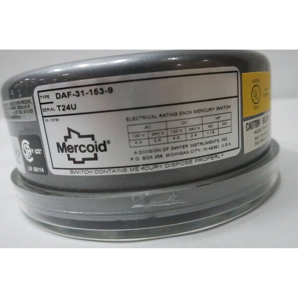 Interruptor de presión Dwyer 10-300 PSI 120/240V-CA 120/240V-CC - DAF-31-153-9
