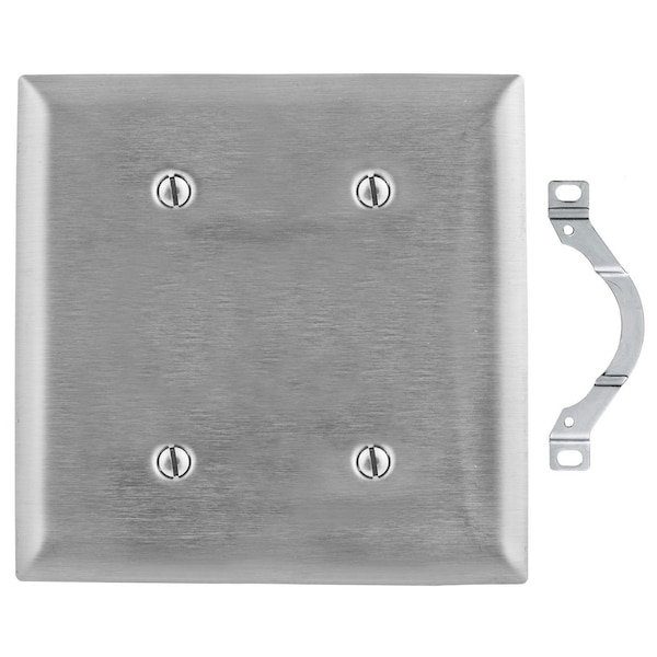 Hubbell Wiring Device-Kellems Wallplates and Boxes, Metallic Plates, 2- Gang, Blank, Standard Size, 430 Stainless Steel - SS24L