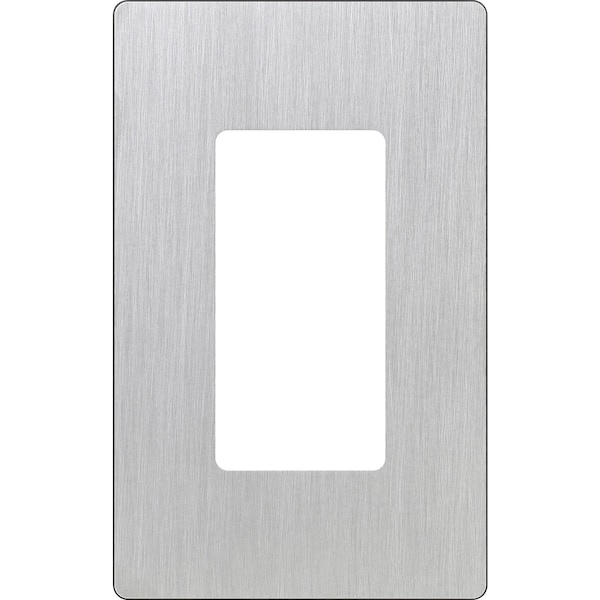 Lutron Designer Wall Plates, Number of Gangs: 1 Plastic, Satin Finish, Stainless Steel - CW-1-SS