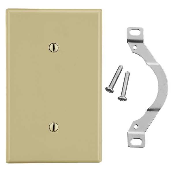Hubbell Blank Strap Mount Wall Plate, Number of Gangs: 1 Plastic, Smooth Finish, Ivory - P14I