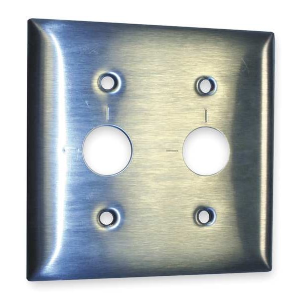 Hubbell Barrel Key Wall Plates and Box Cover, Number of Gangs: 2 Stainless Steel, Brushed Finish, Silver - SS22RKLM