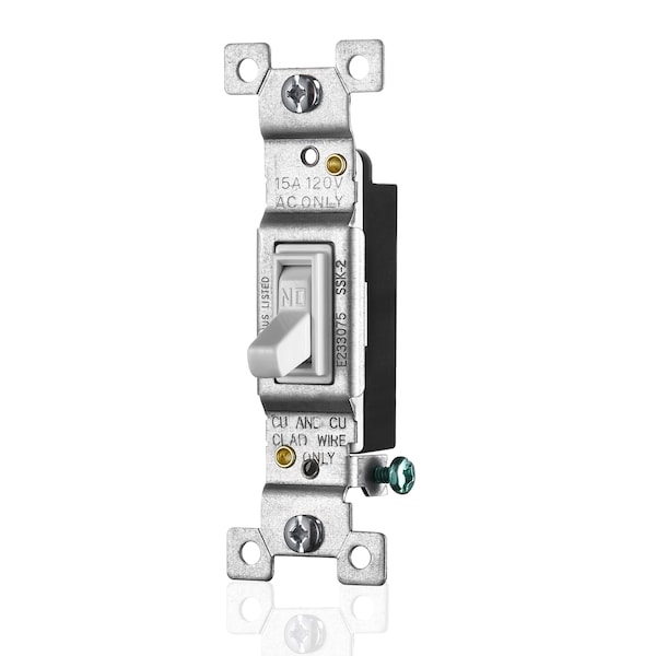 Faith White Toggle Light Switch, Single Pole Standard Switch, 15 Amp, Grounding Screw, 120V, 10PK - SSK2-WH-10
