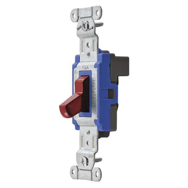 Hubbell Wall Swtch, 1-Pole, 120/277V, 15A, Red, Toggl - SNAP1201RNA