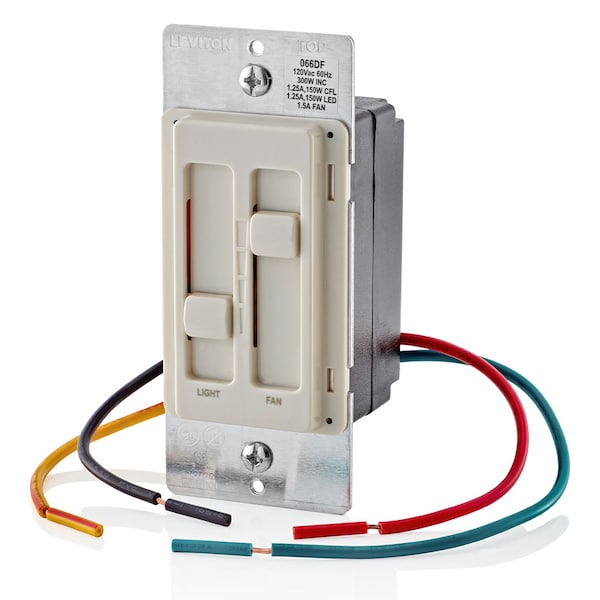 Leviton DIMMER SWITCH SURESLIDE UNIV FAN-LIGHT 120V LT-ALD - 66DF-10T