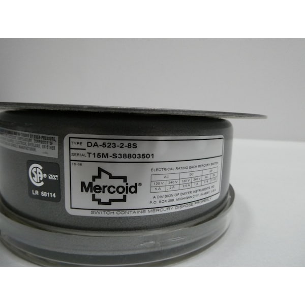 Interruptor de presión Mercoid 1/4IN 10-200PSI 120/240V-CA 120/240V-CC - DA-523-2-8S