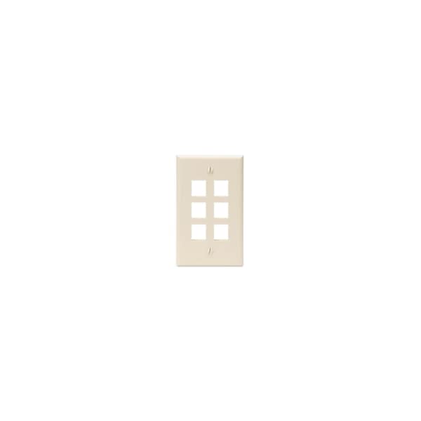 Leviton 6-Port Wallplate Unloaded, 1-Gang Used W/Snap-In Modules - 41080-6TP