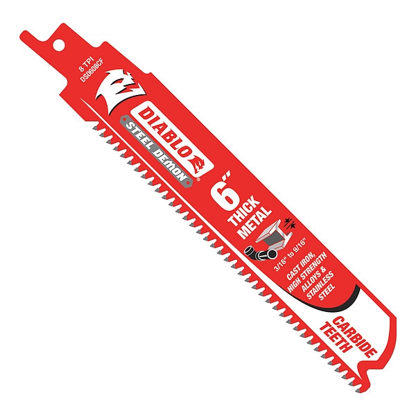 Diablo 6" L x Metal Cutting Reciprocating Saw Blade - DS0608CF3