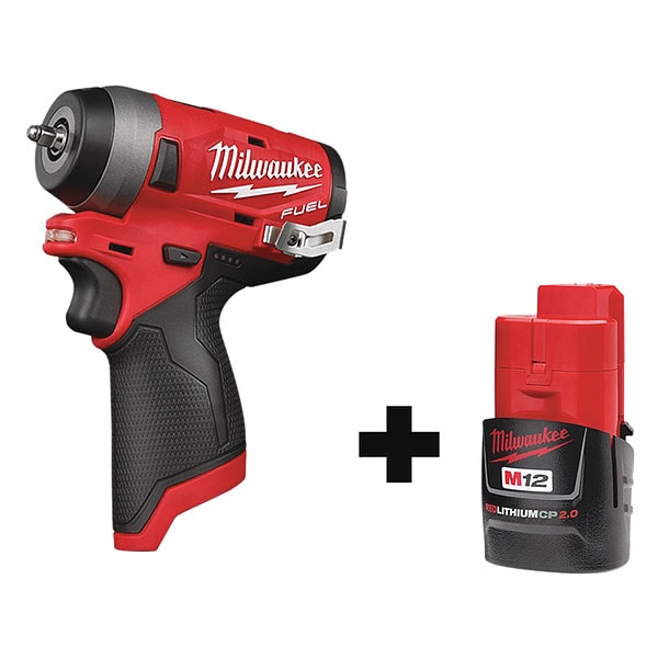 Milwaukee Tool Impact Wrench, Bare Tool, Battery, 12VDC - 2552-20, 48-11-2420
