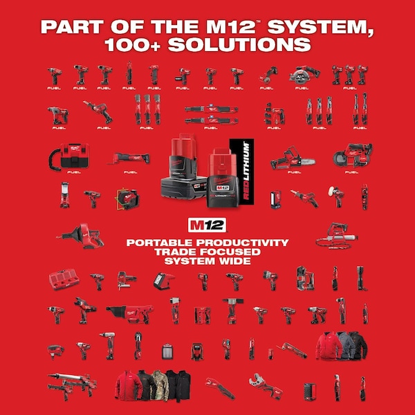Milwaukee Tool Impact Wrench, Bare Tool, Battery, 12VDC - 2552-20, 48-11-2420