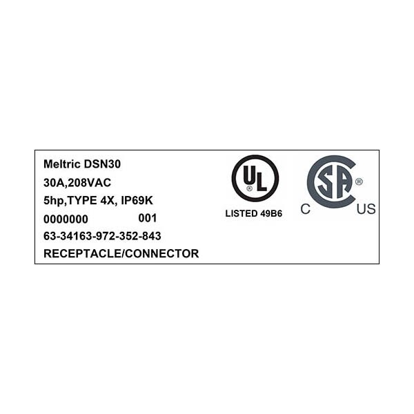 Meltric 63-34163-972-352-843 RECEPTACLE STRAIGHT INSERTION PADLOCK PAWL - 63-34163-972-352-843