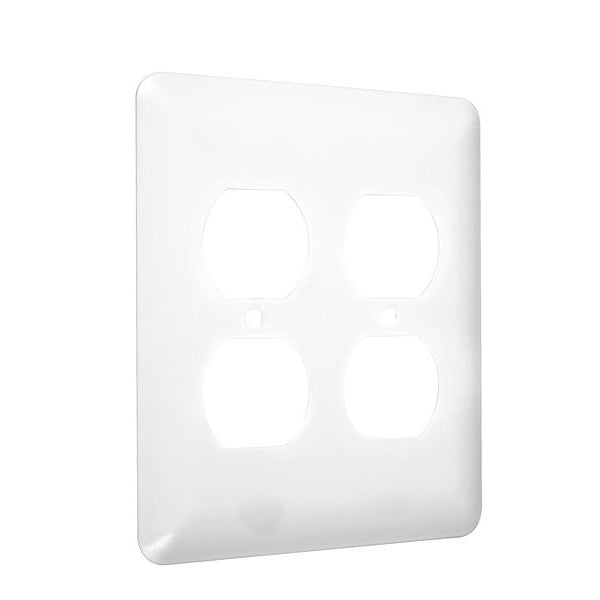 Taymac 2-Duplex Maxi Wall Plates, Number of Gangs: 2 Metal, Smooth Finish, White - WRW-DD