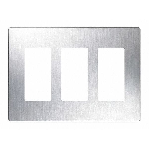 Lutron Designer Wall Plates, Number of Gangs: 3 Stainless Steel, Satin Finish, Stainless Steel - CW-3-SS