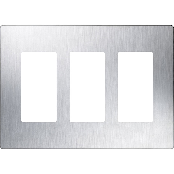 Lutron Designer Wall Plates, Number of Gangs: 3 Stainless Steel, Satin Finish, Stainless Steel - CW-3-SS
