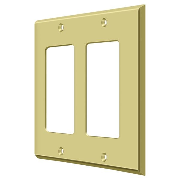 Deltana Double Rocker Switch Plate, Number of Gangs: 2 Solid Brass, Polished Brass Finish - SWP4741U3