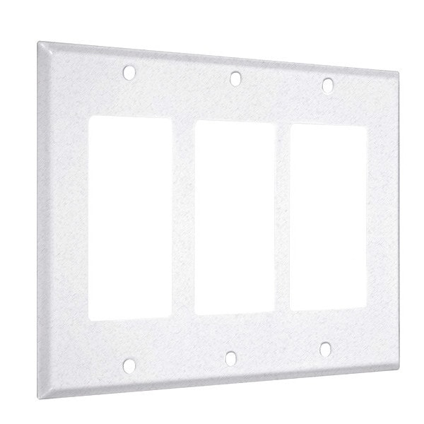 Taymac 3-Decorator Standard Wall Plates, Number of Gangs: 3 Metal, Textured Finish, White - WTW-RRR