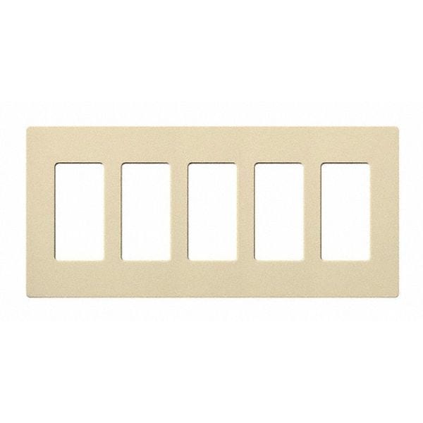 Lutron Designer Wall Plates, Number of Gangs: 5 Gloss Finish, Ivory - CW-5-IV