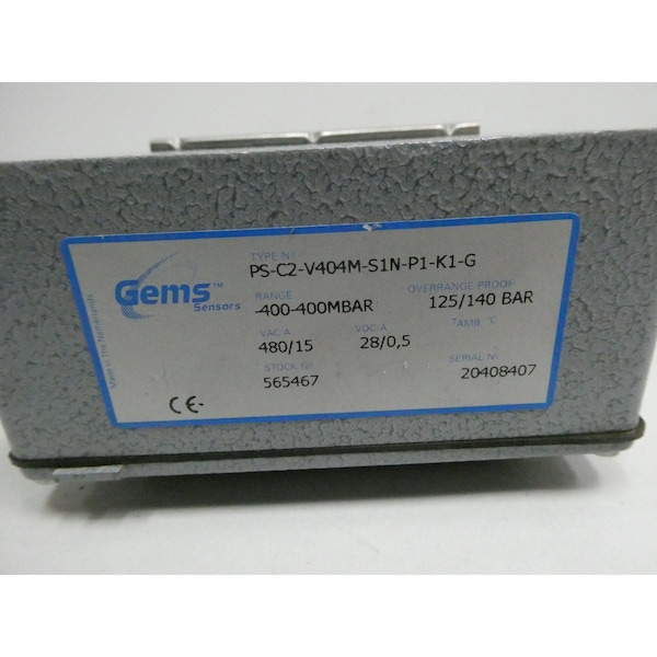 Gemas 1/4In -0.4-0.4Bar Interruptor de Presión 480V-Ac 28V-Dc - PS-C2-V404M-S1N-P1-K1-G