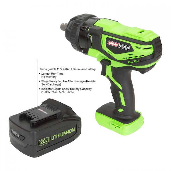 Oemtools 1/2" Drive Li-ion Impact Wrench, Heavy Duty - 24481