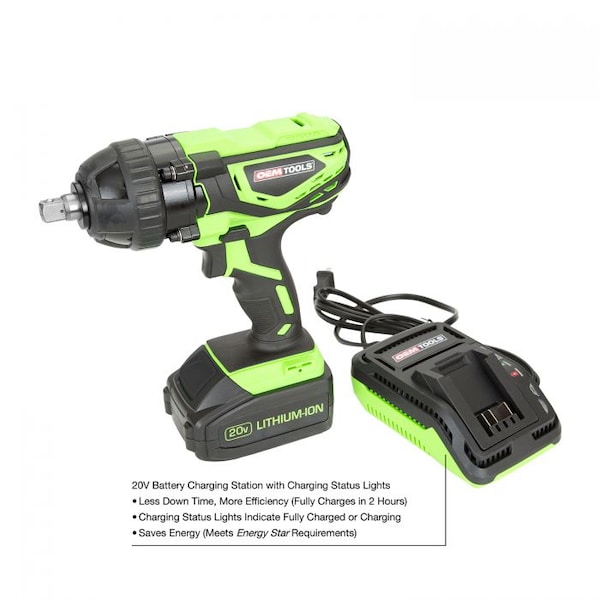 Oemtools 1/2" Drive Li-ion Impact Wrench, Heavy Duty - 24481
