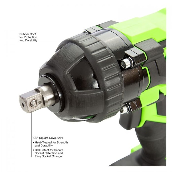 Oemtools 1/2" Drive Li-ion Impact Wrench, Heavy Duty - 24481