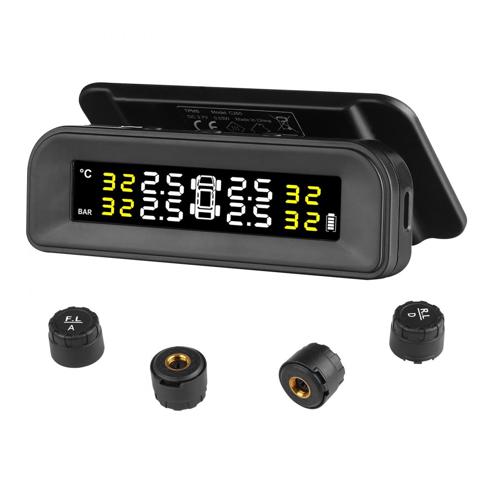 VEVOR RV Tire Pressure Monitoring System Real Time Solar Trailer TPMS 4 Sensors - SZCTYJCXT4LWNUNY8V9