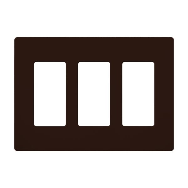 Lutron Designer Wall Plates, Number of Gangs: 3 Gloss Finish, Brown - CW-3-BR