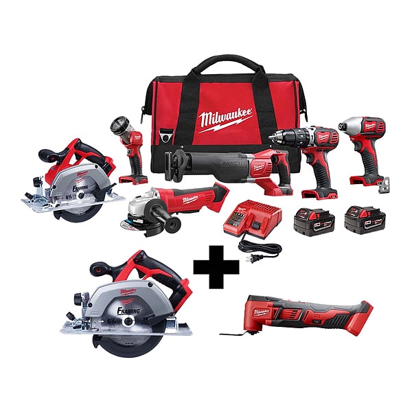 Milwaukee Tool Combo Kit, Circular Saw and Multi-Tool, Includes Batteries (3.0Ah) & Charger - 2696-26, 2630-20, 2626-20