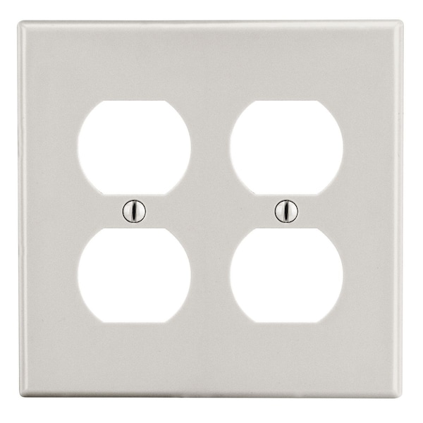 Hubbell Wiring Device-Kellems Wallplate, 2-Gang, 2) Duplex, Light Almond - P82LA