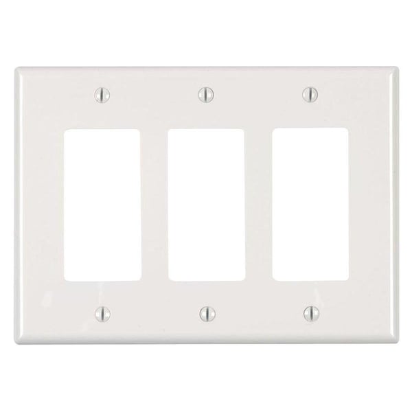 Gorgeousglow 6.75 x 0.25 x 4.88 in. 3-Gang Decora Wallplate, White - GO3546943
