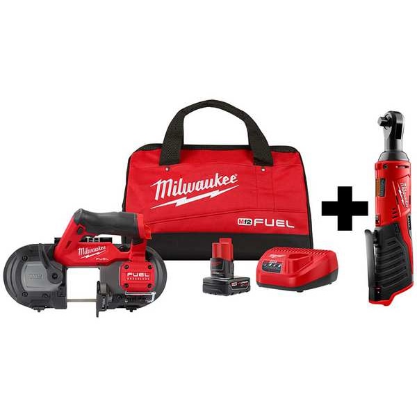 Milwaukee Tool M12 Band Saw Kit and M12 3/8" Ratchet - 2529-21XC, 2457-20