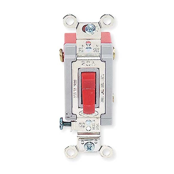 Hubbell Wall Swtch, 2-Pole, 120/277V, 20A, Red, Toggl - HBL1222R