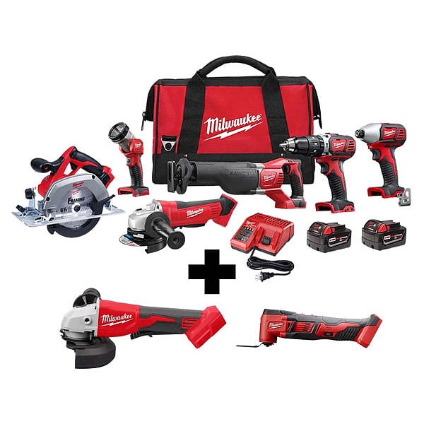 Milwaukee Tool M18 6Tool Kit, M18 Grinder, M18 Multi-Tool - 2696-26, 2686-20, 2626-20
