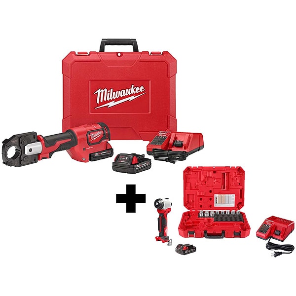 Milwaukee Tool M18 600 MCM Crimper Kit + Cable Stripper - 2679-22, 2935AL-21