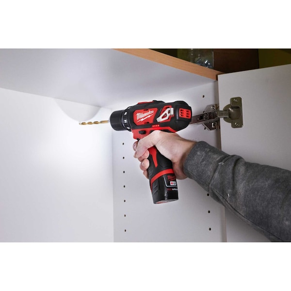Milwaukee Tool Drill & Impact Driver, 12 V, Includes Batteries (1) 2.0 Ah, (2) 1.5 Ah - 2494-22, 48-11-2420