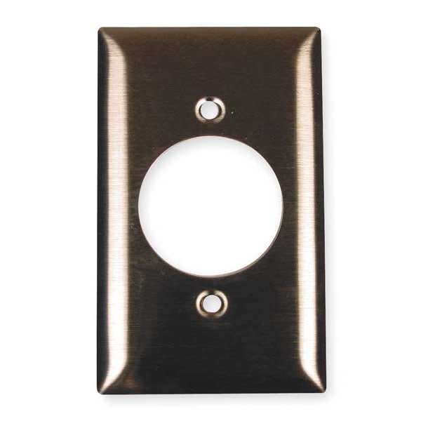 Hubbell Single Receptacle Wall Plates and Box Cover, Number of Gangs: 1 Stainless Steel, Brushed Finish - SS720