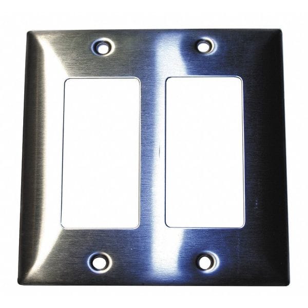 Hubbell GFCI Opening Wall Plates, Number of Gangs: 2 Stainless Steel, Brushed Finish, Silver - SS262