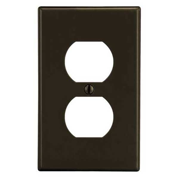Hubbell Duplex Receptacle Wall Plate, Number of Gangs: 1 Plastic, Smooth Finish, Brown - PJ8